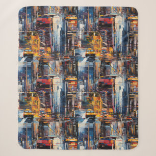 Abstract Cyberpunk Cityscape Skyline (1) Sherpa Blanket