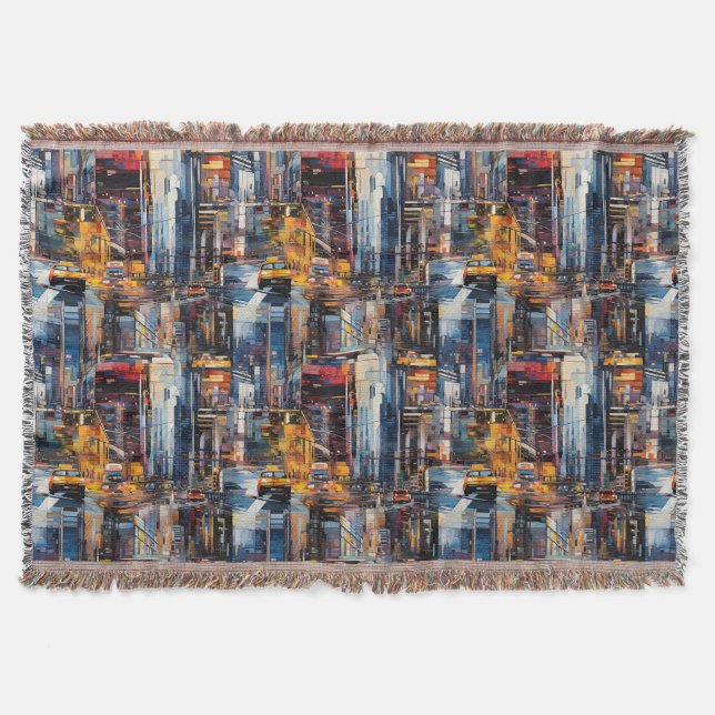 Abstract Cyberpunk Cityscape Skyline (1) Throw Blanket (Front)