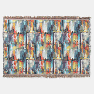 Abstract Cyberpunk Cityscape Skyline (2) Throw Blanket