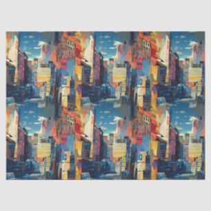 Abstract Cyberpunk Cityscape Skyline (4) Tissue Paper