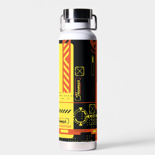 Abstract cyberpunk stylish background water bottle