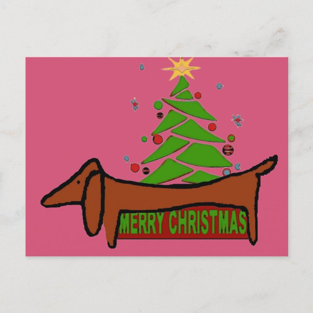 Abstract Dachshund Christmas Holiday Postcard (Front)
