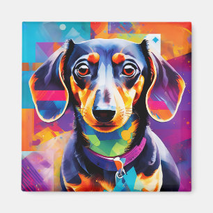 Abstract dachshund magnet