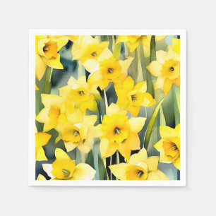 Abstract Daffodil Watercolor Napkin