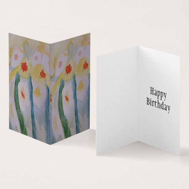 Abstract Daffodils Birthday Card (Inside and Outside)