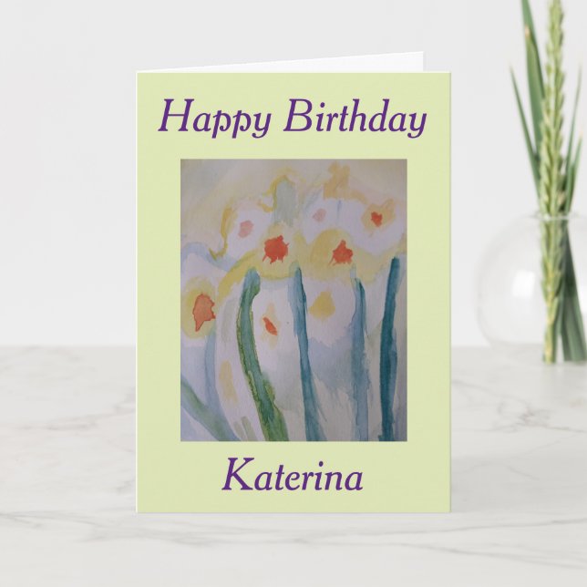 Abstract Daffodils Birthday Card (Front)