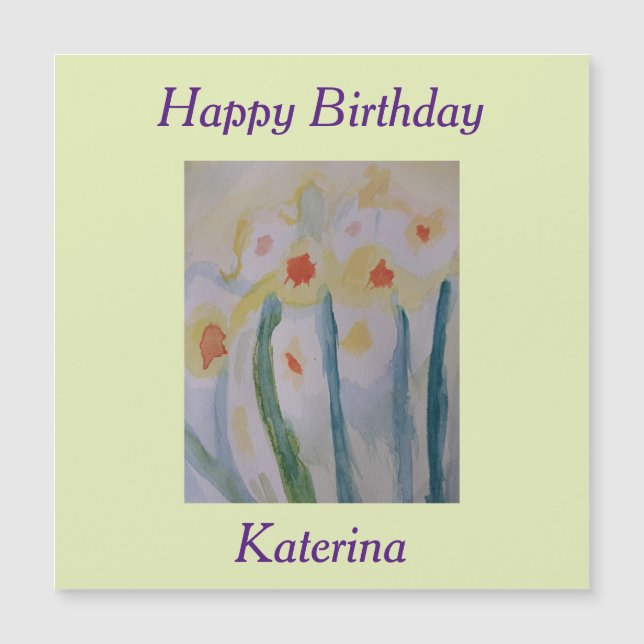 Abstract Daffodils Birthday Magnetic (Front)