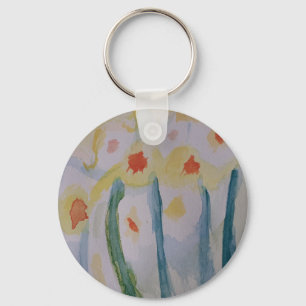 Abstract Daffodils Key Ring