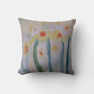Abstract Daffodils Throw Cushion