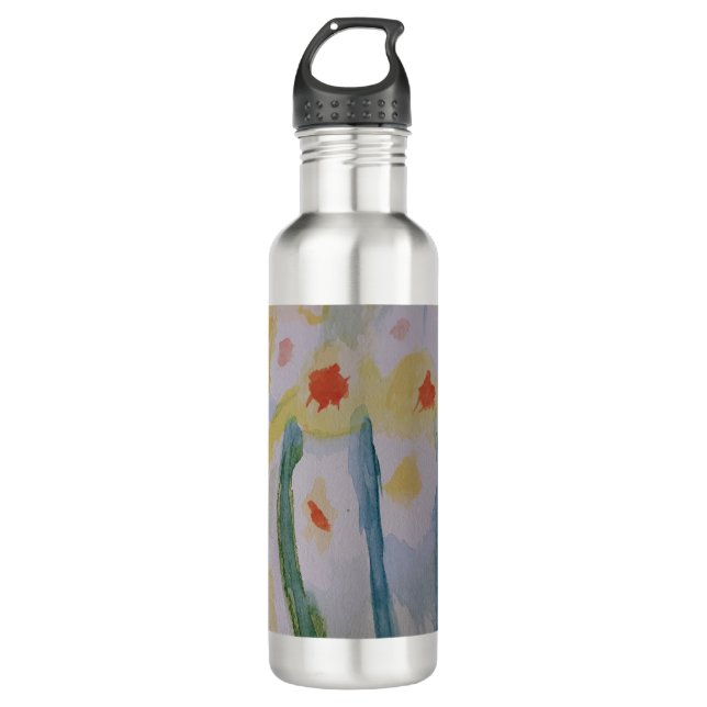 Abstract Daffodils Water Bottle (Front)