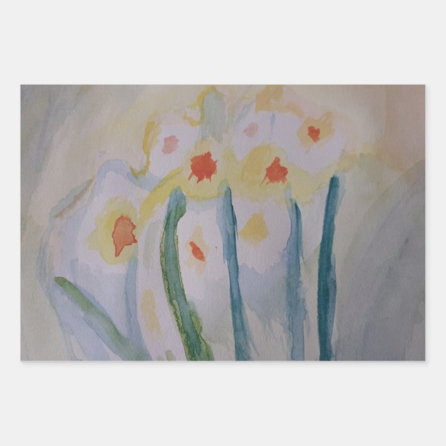 Abstract Daffodils Wrapping Paper Sheet (Front)