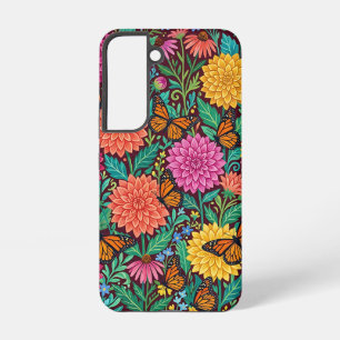 Abstract Dahlias Butterflies Samsung Cases