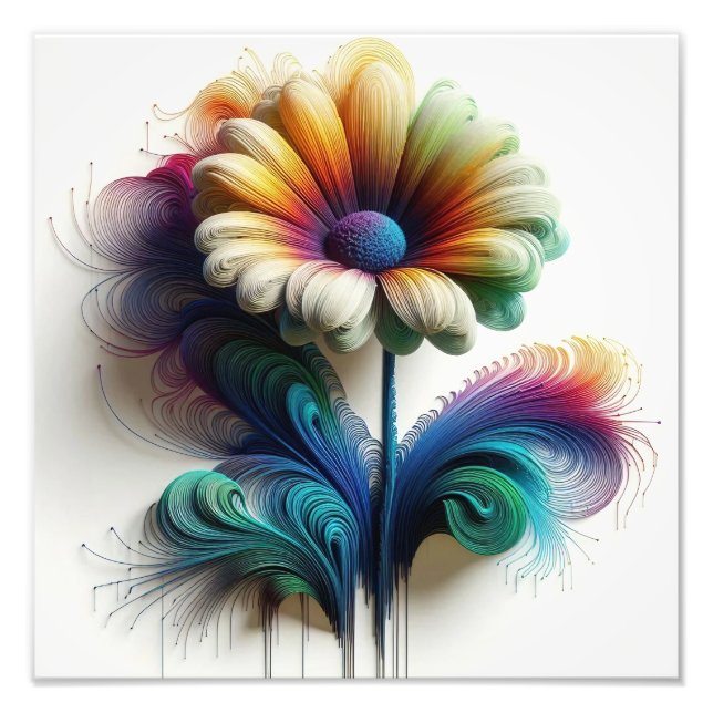 Abstract Daisies in Electromagnetic Waves  Photo Print (Front)