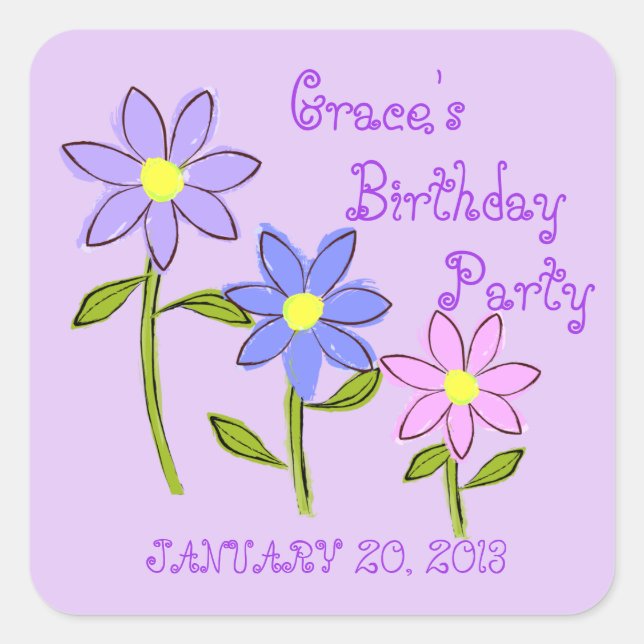 Abstract Daisies Save the Date Stickers (Front)