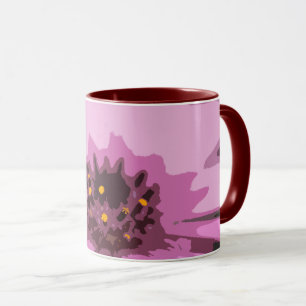 Abstract Daisy Flower in Colourful Pretty Pink Mug