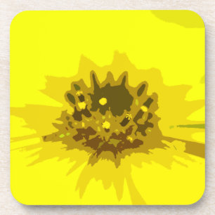 Abstract Daisy Flower in Colourful Vivid Yellow Coaster