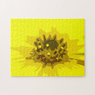 Abstract Daisy Flower in Colourful Vivid Yellow Jigsaw Puzzle
