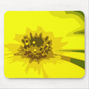 Abstract Daisy Flower in Colourful Vivid Yellow Mouse Mat