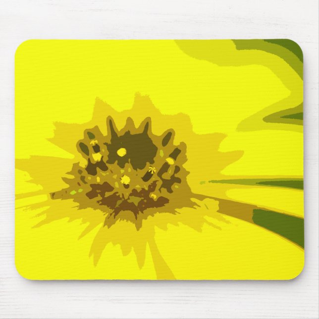 Abstract Daisy Flower in Colourful Vivid Yellow Mouse Mat (Front)