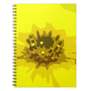 Abstract Daisy Flower in Colourful Vivid Yellow Notebook
