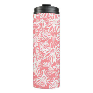 Abstract daisy sketch, monochrome pattern thermal tumbler
