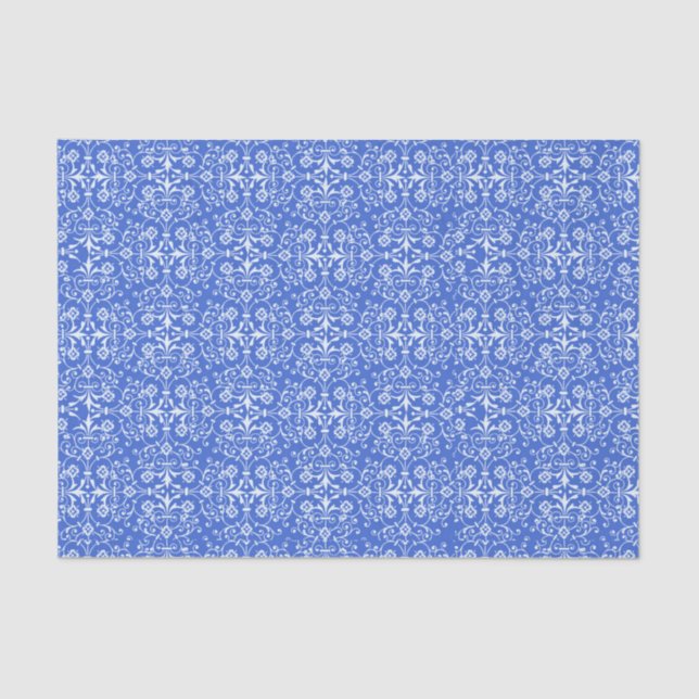 Abstract Damask Blue Tissue Paper (Front)