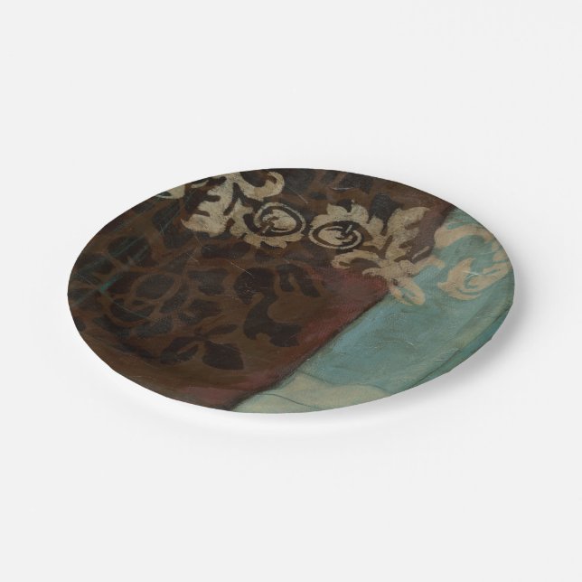 Abstract Damask Tapestry by Jennifer Goldberger Paper Plate (Angled)