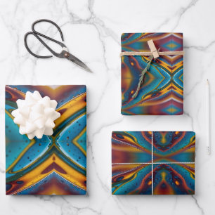 Abstract Dance of Oil on Water Wrapping Paper Sheet