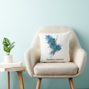 Abstract Dancer & Gold Ginkgo Blue Aesthetic Pillo Cushion