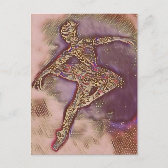Abstract Dancing Pink and Gold Ballerina Card (Front)