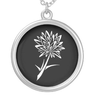 Abstract Dandelion Black and White Necklace