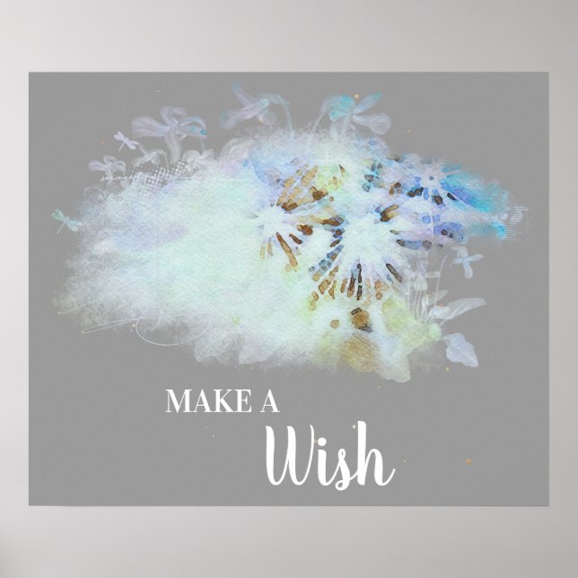 *~* Abstract DANDELION Make A Wish Floral Poster (Front)
