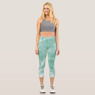 Abstract Dandelions & fireflies Green  Capri Leggings