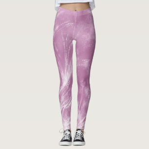 Abstract Dandelions & fireflies Mauve Leggings