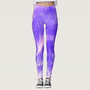 Abstract  Dandelions & fireflies Purple Leggings
