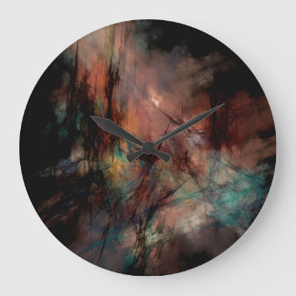 Abstract Dark Black And Blue Pattern Large Clock