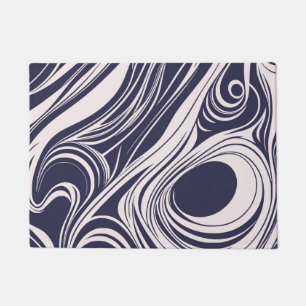 Abstract dark blue and grey liquid swirls design doormat