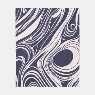 Abstract dark blue and grey liquid swirls design fleece blanket