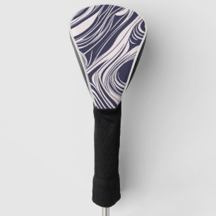 Abstract dark blue and grey liquid swirls design golf head cover