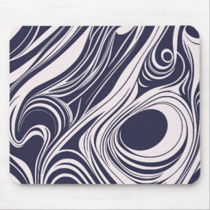 Abstract dark blue and grey liquid swirls design mouse mat