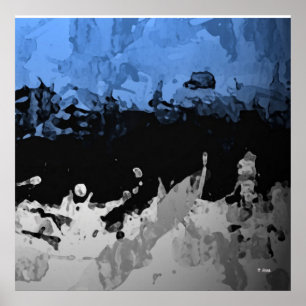 Abstract dark blue and grey póster poster