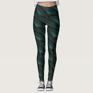 Abstract Dark Blue Curly Wave Pattern #2 Leggings