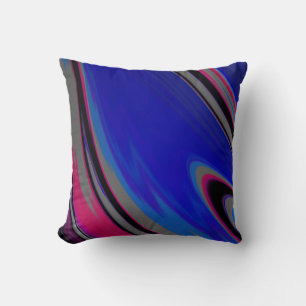 Abstract Dark Blue Gray Magenta Fractal Cushion