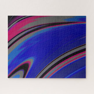 Abstract Dark Blue Grey Magenta Fractal Swirl Jigsaw Puzzle