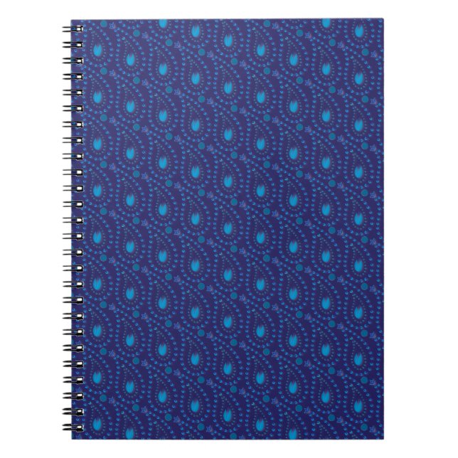 Abstract Dark Blue Paisley Tulip Floral pattern Notebook (Front)