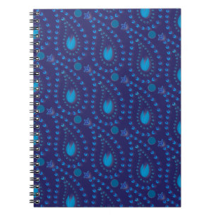 Abstract Dark Blue Paisley Tulip Floral pattern Notebook