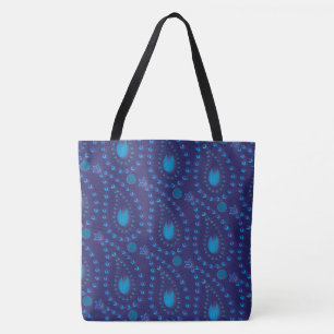 Abstract Dark Blue Paisley Tulip Floral pattern Tote Bag