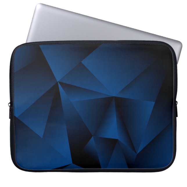 Abstract Dark Blue Polygonal Shapes Texture Laptop Sleeve (Front)