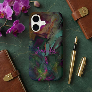 Abstract Dark Colored Liquid Paint Name Initial