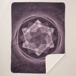 Abstract Dark Grayish Purple Fractal Sherpa Blanket